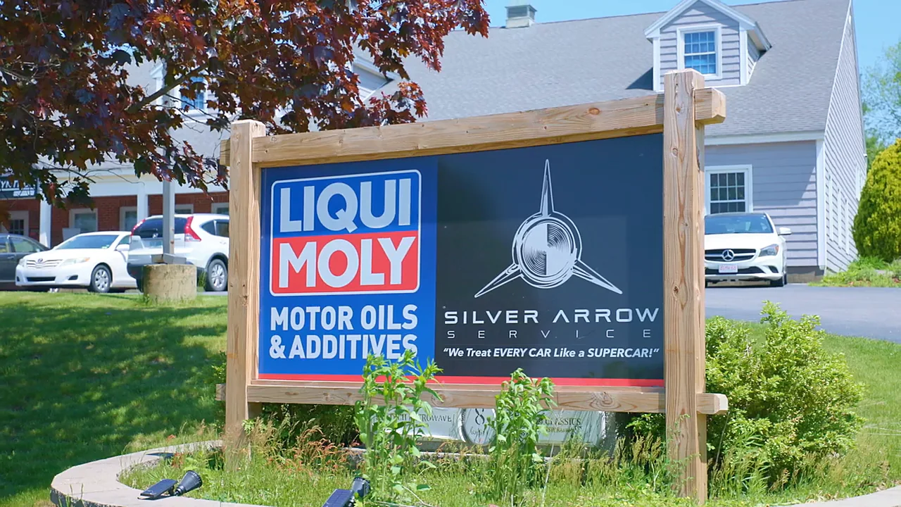 The Liqui Moly and Silver Arrow Service road sign at 8 Rebel Road